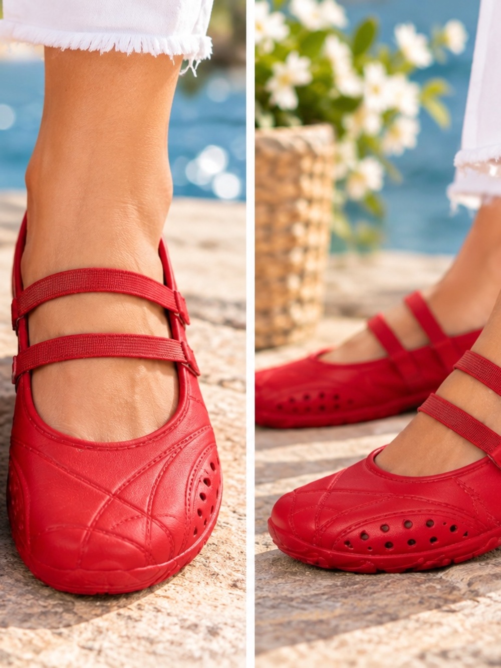 No Boundaries Red Mary Jane Flats Double Strap Comfort Shoes